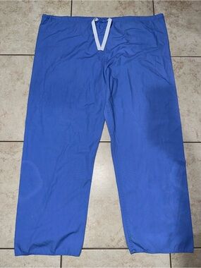 Standard Textile Scrub Pants Blue Drawstring Medical Uniform Size Large